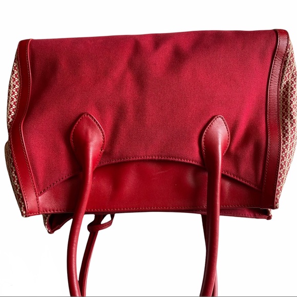 Tory Burch Savannah Canvas East West Tote Bag Red Purse - Picture 5 of 12